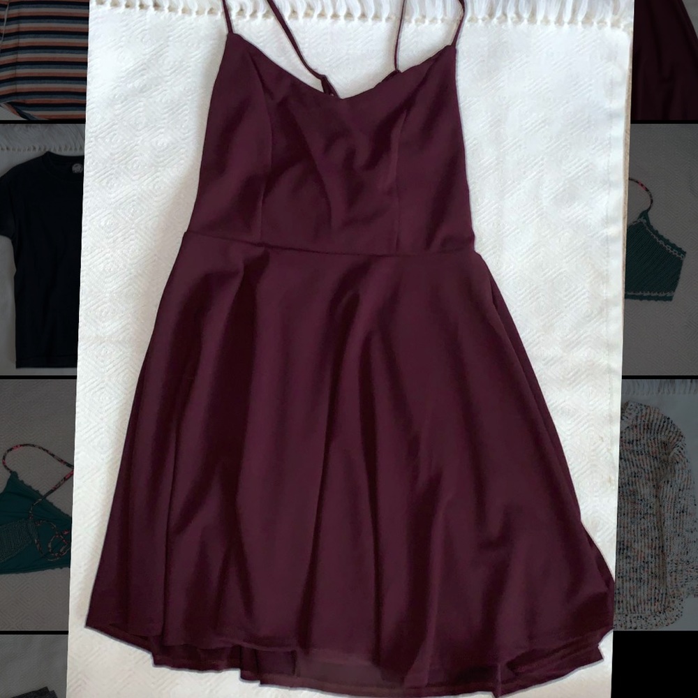 maroon cross back dress